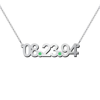 Date Necklace with Birthstones