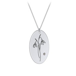 January Birth Flower Disc Necklace with Gemstone in 925 Sterling Silver with Smokey Quartz