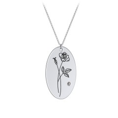 June Birth Flower Disc Necklace with Gemstone – Sterling Silver with Ruby