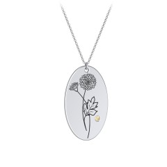 November Birth Flower Disc Necklace with Gemstone – Sterling Silver with Citrine