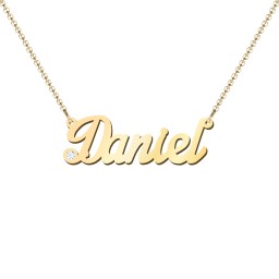 Personalized Birthstone Name Necklace in 18K Gold Plated Silver with Aquamarine