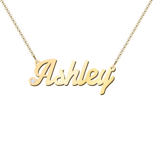 Personalized Birthstone Name Necklace – 18K Gold Plated Silver with Cubic Zirconia