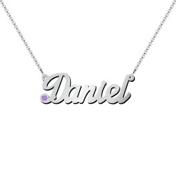 Personalized Birthstone Name Necklace in 925 Sterling Silver with Amethyst