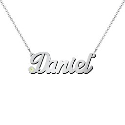 Personalized Birthstone Name Necklace in 925 Sterling Silver with Peridot