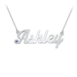 Personalized Birthstone Name Necklace in 925 Sterling Silver with Blue Sapphire