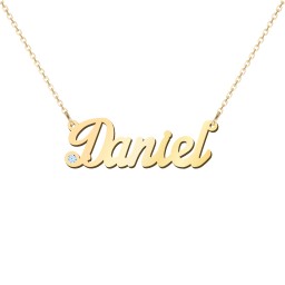 Personalized Birthstone Name Necklace in 10K Solid Yellow Gold with Blue Topaz