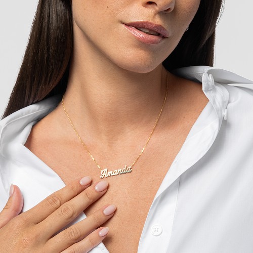 Personalized Birthstone Name Necklace – 10K Yellow Gold with Ruby