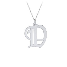 Gothic Initial Pendant Necklace - D in 925 Sterling Silver