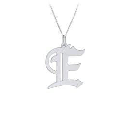 Gothic Initial Pendant Necklace - E