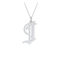Gothic Initial Pendant Necklace - J