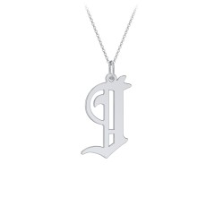 Gothic Initial Pendant Necklace - J – Sterling Silver