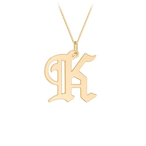 Gothic Initial Pendant Necklace - K – 10K Yellow Gold