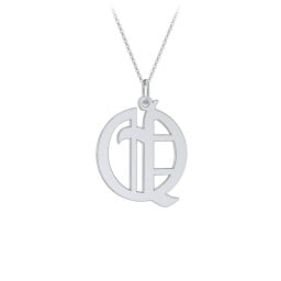Gothic Initial Pendant Necklace - Q