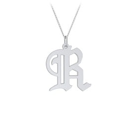 Gothic Initial Pendant Necklace - R