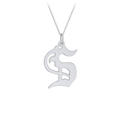 Gothic Initial Pendant Necklace - S – Sterling Silver