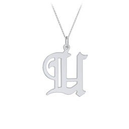 Gothic Initial Pendant Necklace - U