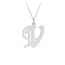 Gothic Initial Pendant Necklace - V