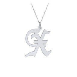 Gothic Initial Pendant Necklace - X