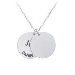 Initial and Date Engravable Disc Necklace - 2