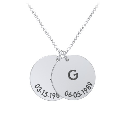 Initial and Date Engravable Disc Necklace - 2
