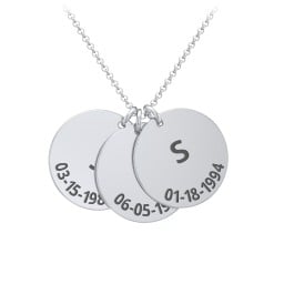 Initial and Date Engravable Disc Necklace - 3
