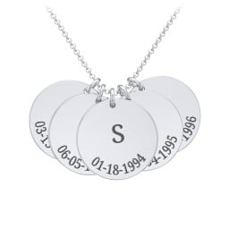 Initial and Date Engravable Disc Necklace - 5