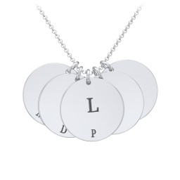 Initial and Date Engravable Disc Necklace - 5 in 925 Sterling Silver