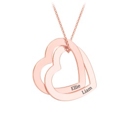 Engravable Interlocking Double Heart Pendant in 10K Solid Rose Gold