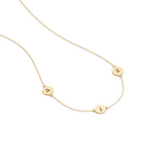 Engravable Disc Station Necklace – 10K Yellow Gold
