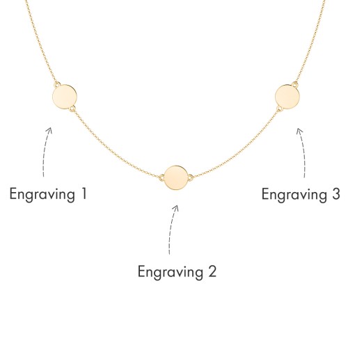 Engravable Disc Station Necklace – 10K Yellow Gold