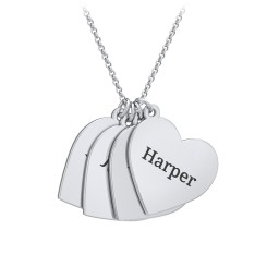 Engravable Hanging Hearts Necklace in 925 Sterling Silver