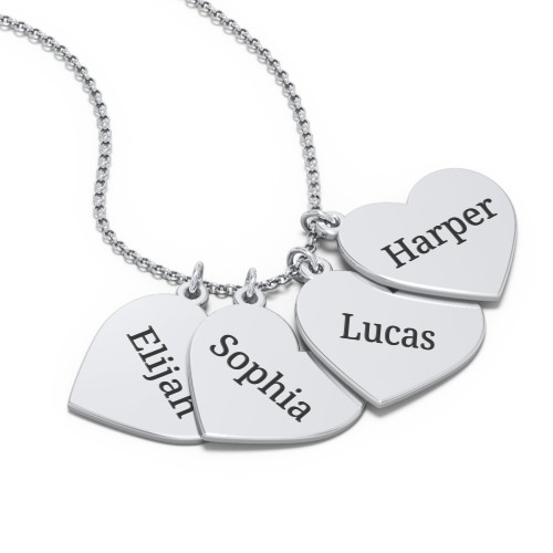 Engravable Hanging Hearts Necklace – Sterling Silver