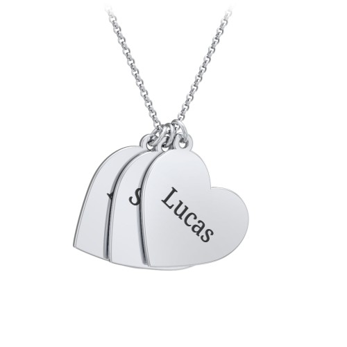 Engravable Hanging Hearts Necklace – Sterling Silver