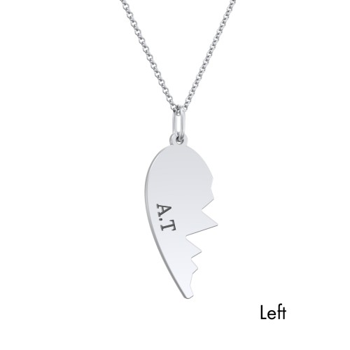 Engravable Split Heart Couples Necklace Set