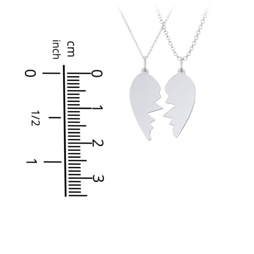 Engravable Split Heart Couples Necklace Set – Sterling Silver