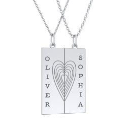 Engravable Split Bar Couples Necklace Set