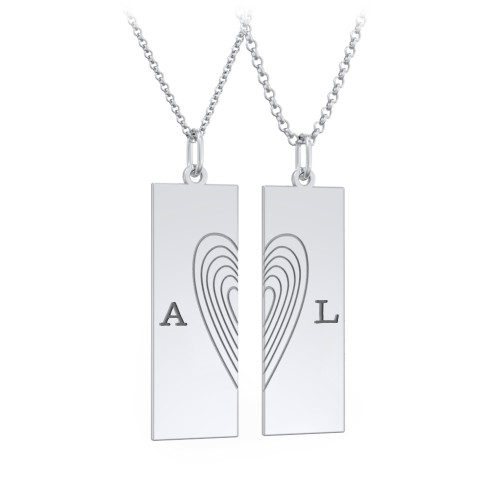 Engravable Split Bar Couples Necklace Set – Sterling Silver