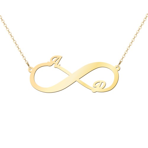 Engravable Two Name Infinity Necklace – 10K Yellow Gold