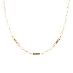 Mini Paper Clip Chain Necklace with 1 - 5 Engravable Bars in 10K Solid Yellow Gold