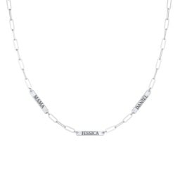 Mini Paper Clip Chain Necklace with 1 - 5 Engravable Bars