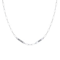 Mini Paper Clip Chain Necklace with 1 - 5 Engravable Bars