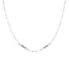 Mini Paper Clip Chain Necklace with 1 - 5 Engravable Bars – Sterling Silver