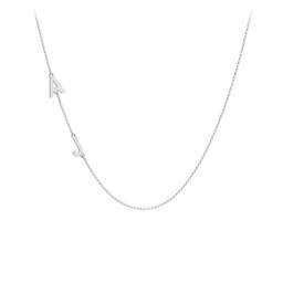 Personalized Initial Station Necklace with 2 Letters in 925 Sterling Silver