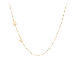 Personalized Initial Station Necklace with 2 Letters in 10K Solid Yellow Gold