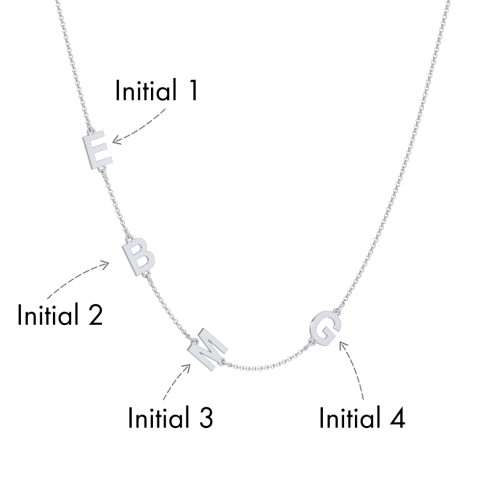 Personalized Initial Station Necklace with 4 Letters – Sterling Silver