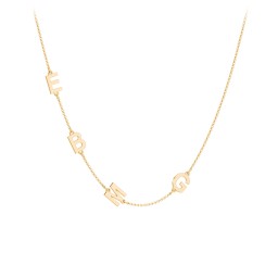 Personalized Initial Station Necklace with 4 Letters in 10K Solid Yellow Gold