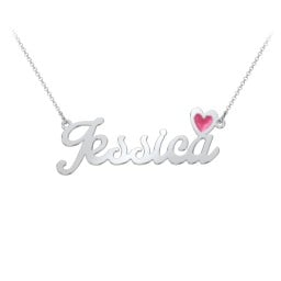 Personalized Name Necklace with Cold Enamel Heart