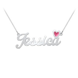 Personalized Name Necklace with Cold Enamel Heart in 925 Sterling Silver