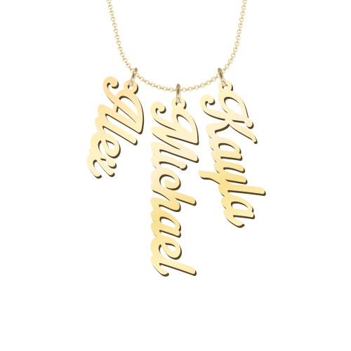 Personalized Vertical 3 Names Necklace in Glamorous Font