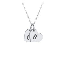 Initial 2 Heart Disc Necklace